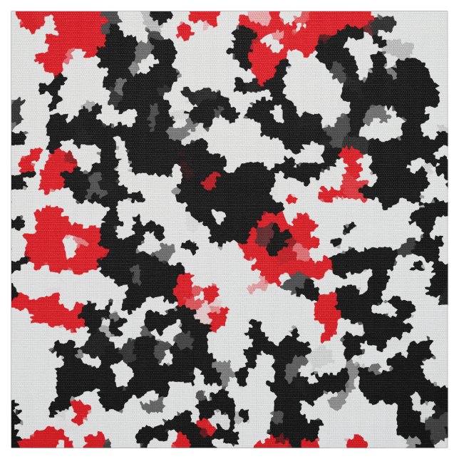 Red Black And White Irregular Abstract Fabric (Swatch)