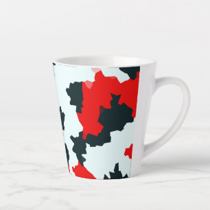 Red Black and White Irregular Abstract Latte Mug