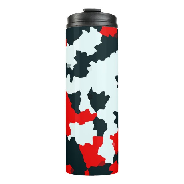 Red Black and White Irregular Abstract Thermal Tumbler (Front)