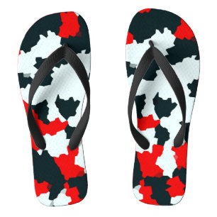 Red Black and White Irregular Abstract Thongs