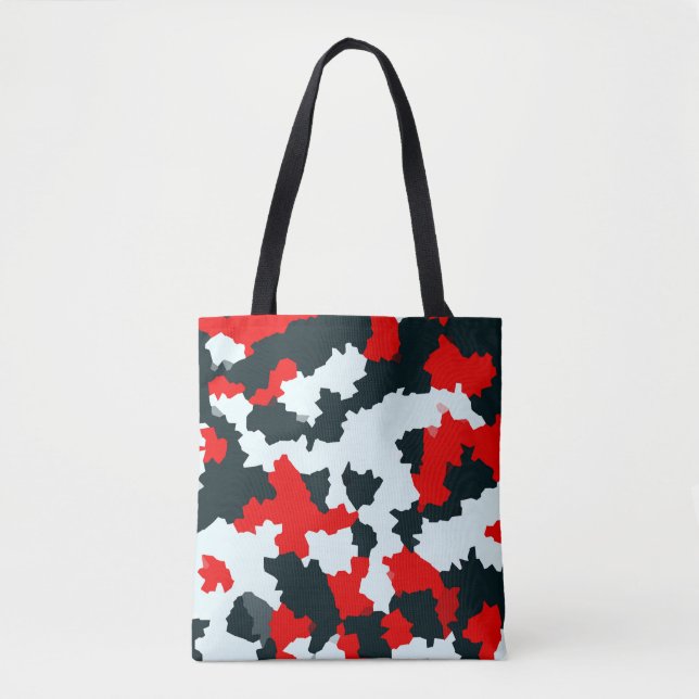 Red Black and White Irregular Abstract Tote Bag (Front)