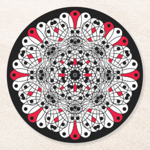 Red, Black and White Mandala  Coasters