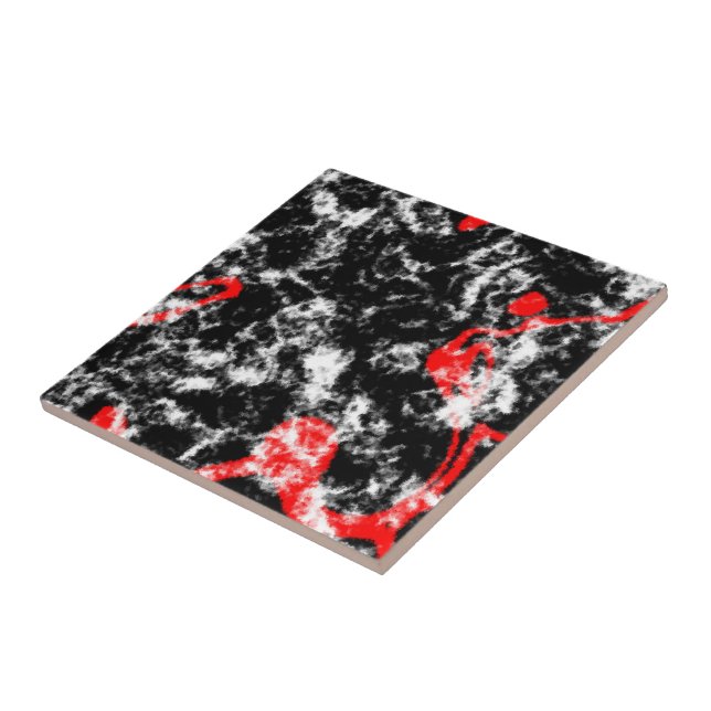 Red Black and White Marble Ceramic Tile (Side)