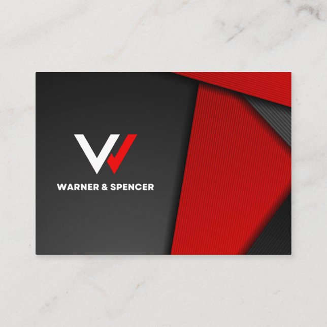 Red Black And White Modern Business Card (Back)