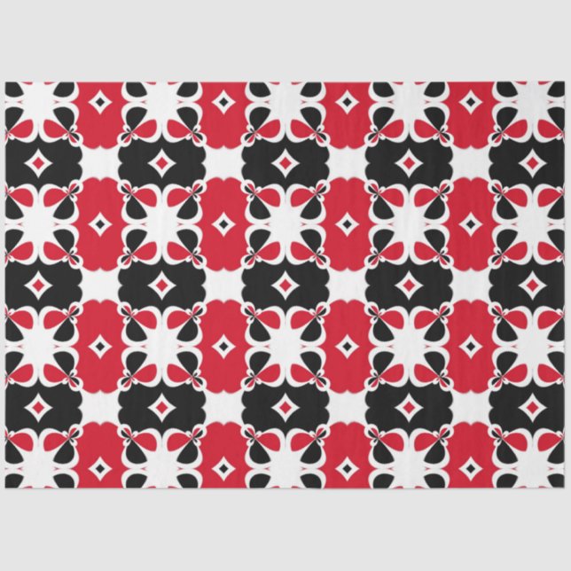 Red Black and White Modern Geometric Pattern Tissue Paper (Front)