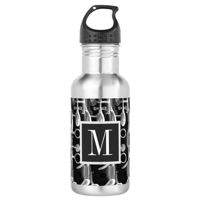 Red, Black, and White Monogram Clarinet 710 Ml Water Bottle (Front)