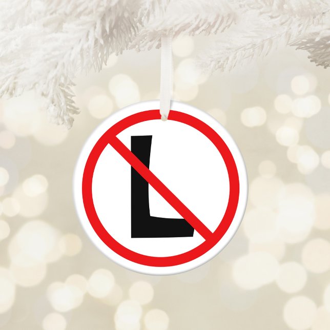 Red Black and White No L Ceramic Tree Decoration (Funny Noel No L Pun Ceramic Ornament)