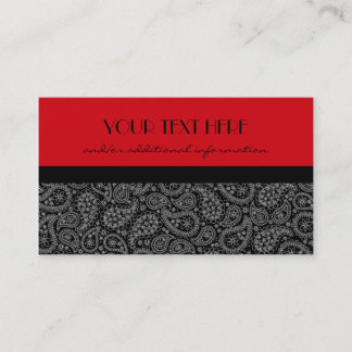 Red, Black and White Paisley Business Card