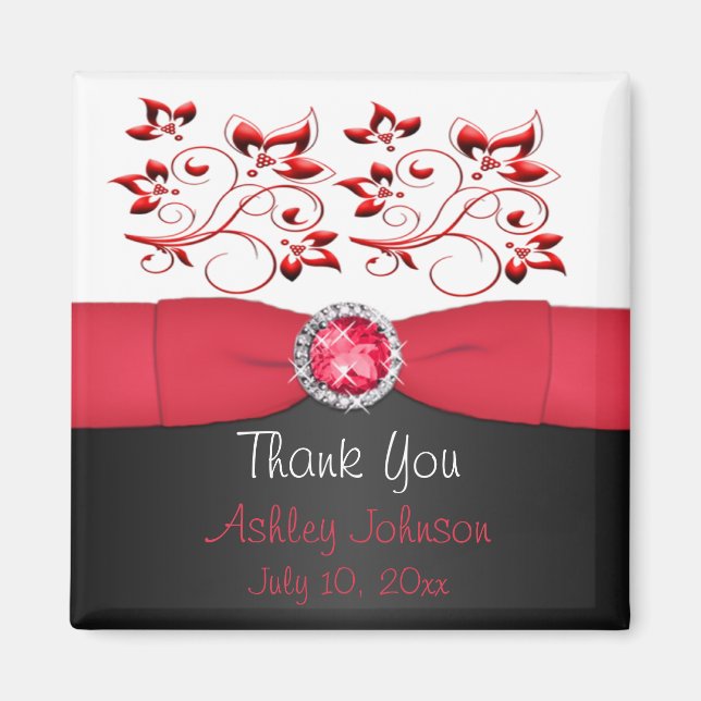 Red, Black, and white Party Favour Magnet (Front)