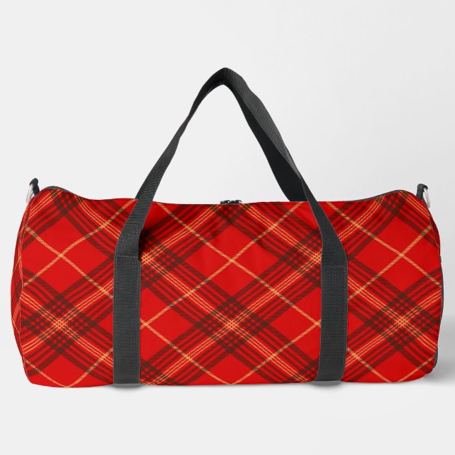 Red, Black and White Plaid Duffle Bag (Front)
