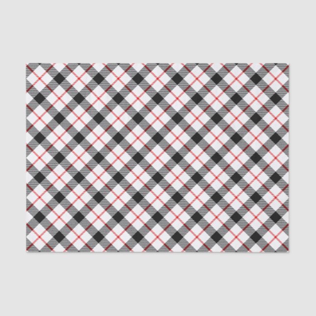 Red Black and White Plaid Holiday Tissue Paper (Front)