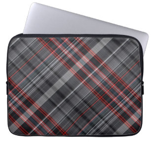 Red, black and white plaid laptop sleeve
