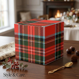 Red Black and White Plaid Pattern Classic Favour Box