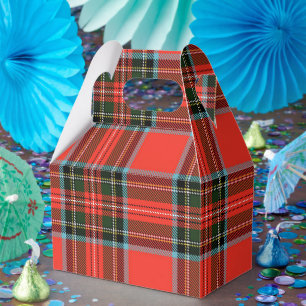Red Black and White Plaid Pattern Gable Favour Box