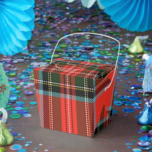 Red Black and White Plaid Pattern Take Out Favour Box (Party)