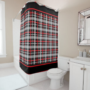 Red, Black and White Plaid Shower Curtain