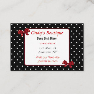 Red, Black and White Polka Dot Bow Business Card