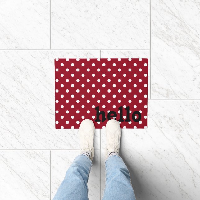 Red Black and White Polka Dot Doormat (Indoor)