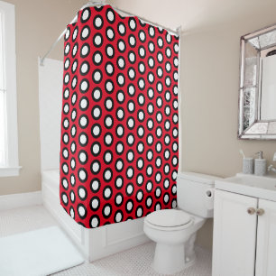 Red, Black and White Polka Dots  Shower Curtain