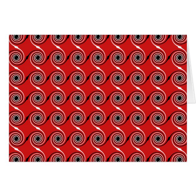 Red, Black and White Spiral Swirl Pattern. (Front Horizontal)