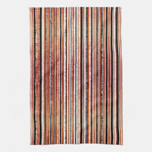 Red, Black, and White Striped Pattern Kitchen Towe Tea Towel
