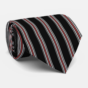 Red Black and White Striped Tie   Vertical Stripes