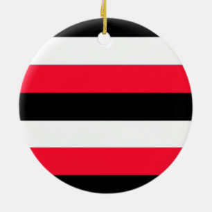 Red, black and white stripes ceramic ornament