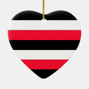 Red, black and white stripes ceramic tree decoration