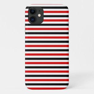 Red Black and white stripes design iPhone 11 Case