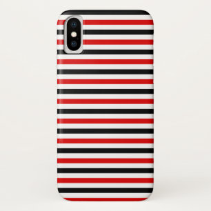 Red Black and white stripes design iPhone X Case