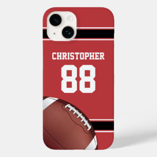 Red Black and White Stripes Football Jersey Case-Mate iPhone 14 Case