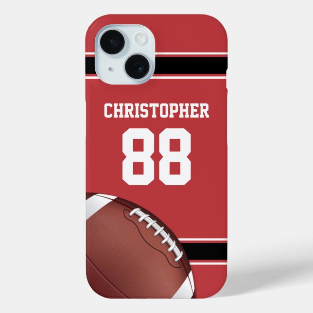 Red Black and White Stripes Football Jersey Case-Mate iPhone Case (Back)
