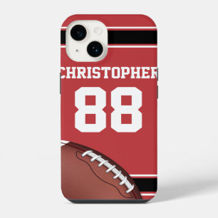 Red Black and White Stripes Football Jersey iPhone 14 Case