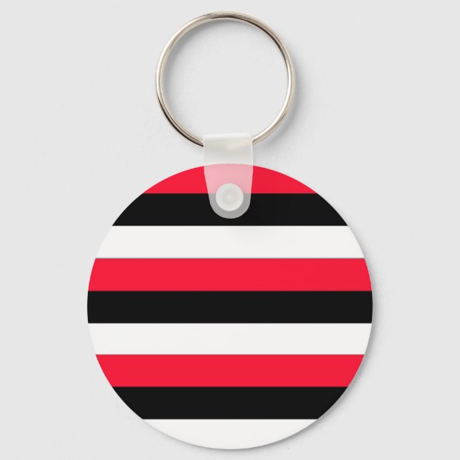 Red, black and white stripes key ring (Front)