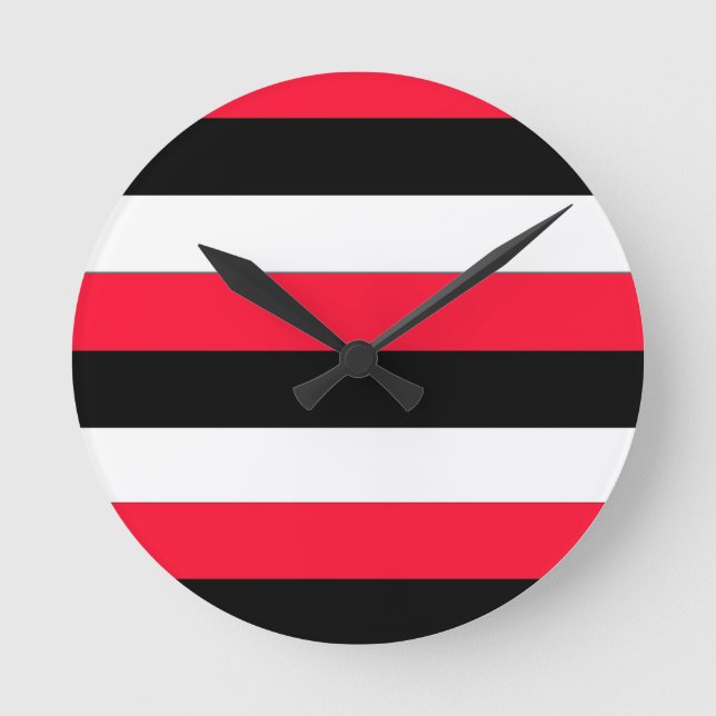 Red, black and white stripes round clock (Front)