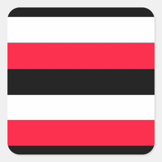 Red, black and white stripes square sticker (Front)