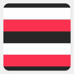 Red, black and white stripes square sticker