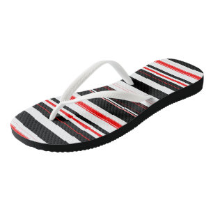 Red Black and White stripes Thongs