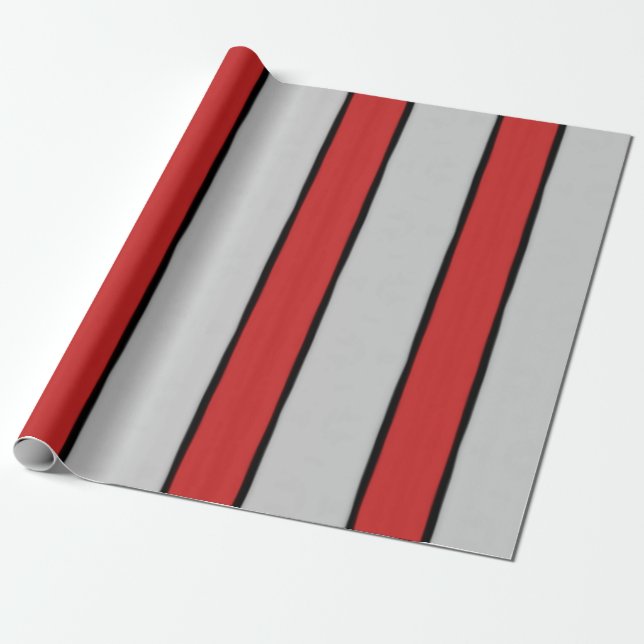 Red Black and White Stripes Wrapping Paper (Unrolled)
