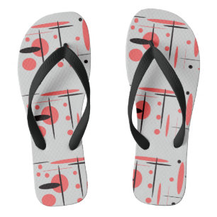 Red, Black and White Summer Flip Flops