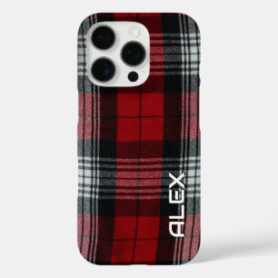 Red Black and White Tartan – Classic Plaid Fabric iPhone 16 Pro Case