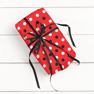 Red Black and White Tricolor Polka Dot Wrapping Paper