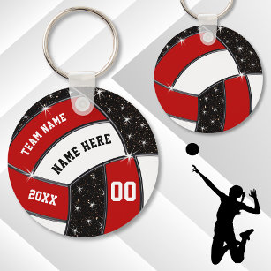 Red Black and White Volleyball Gifts, Volleyball Key Ring