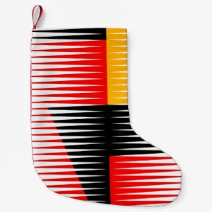 Red, black, and yellow artwork small christmas stocking
