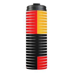 Red, black, and yellow artwork thermal tumbler