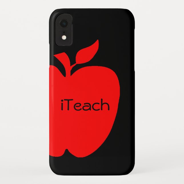 Red & Black Apple Teacher's Case-Mate iPhone Case (Back)