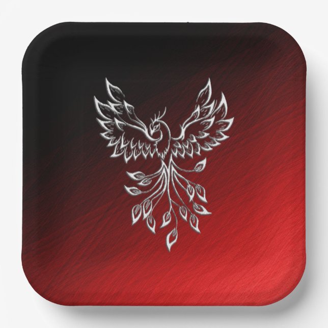 Red Black Ashes and Phoenix Paper Plate (Front)