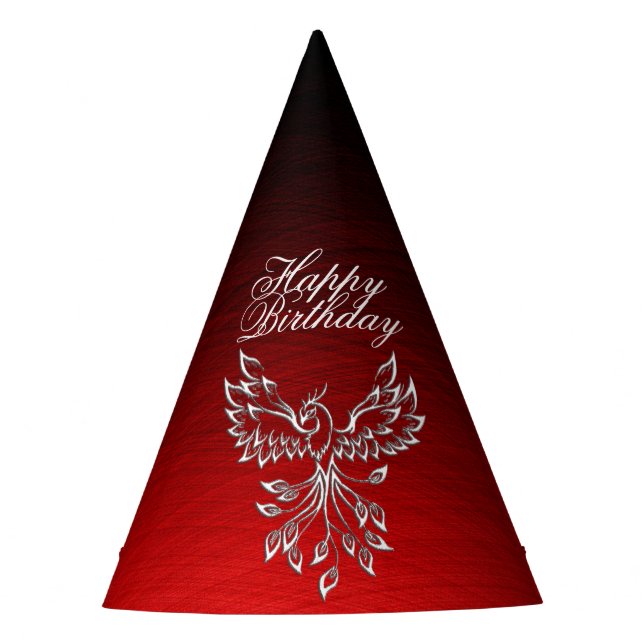 Red Black Ashes and Phoenix Party Hat (Front)