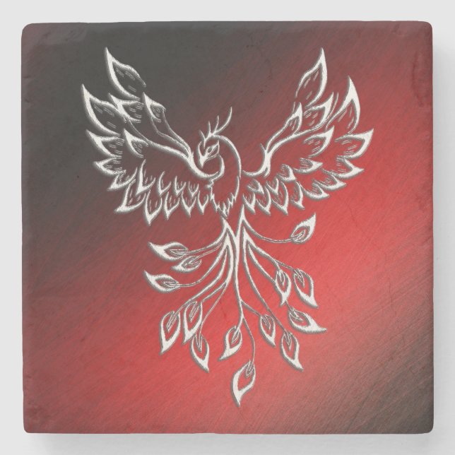 Red Black Ashes and Phoenix Stone Coaster (Front)