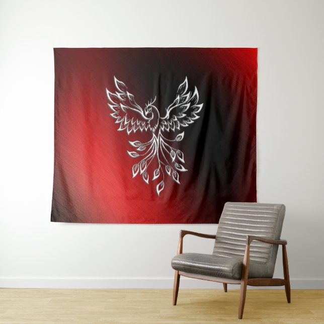 Red Black Ashes and Phoenix Tapestry (In Situ (Horizontal))